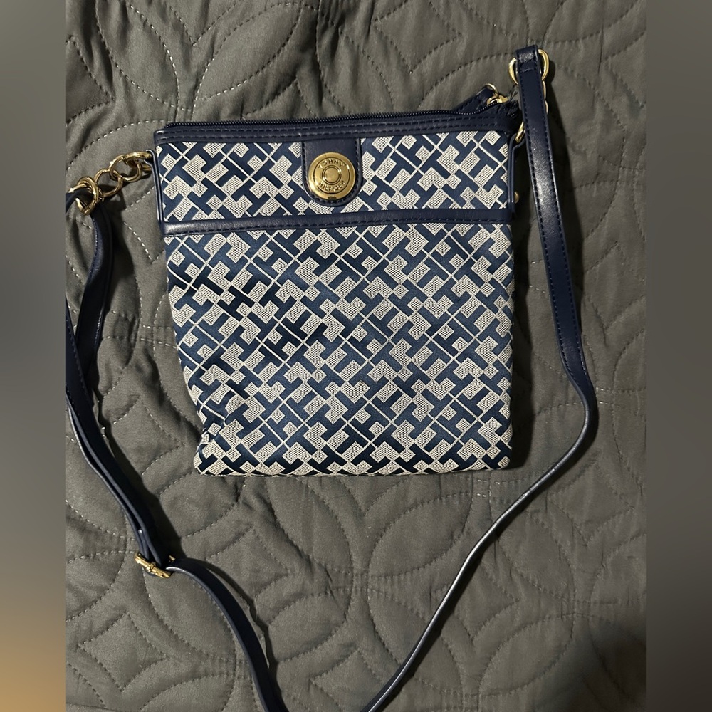 Tommy Hilfiger Navy and White Crossbody Bag